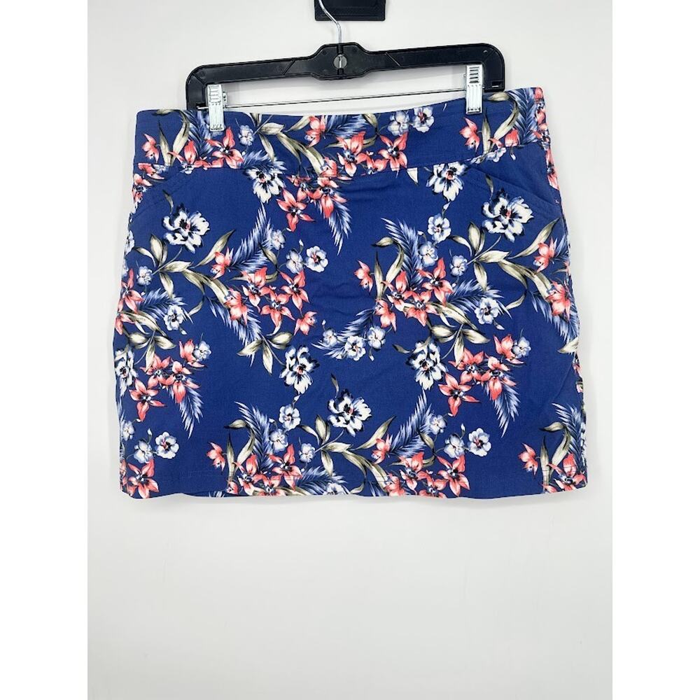 Mario Serrani XL Blue Floral Skort Skirt Stretch Pickleball Athleisure Tropical‎